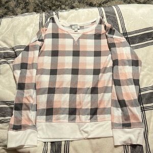 Women’s pink and gray flannel PJ shirt